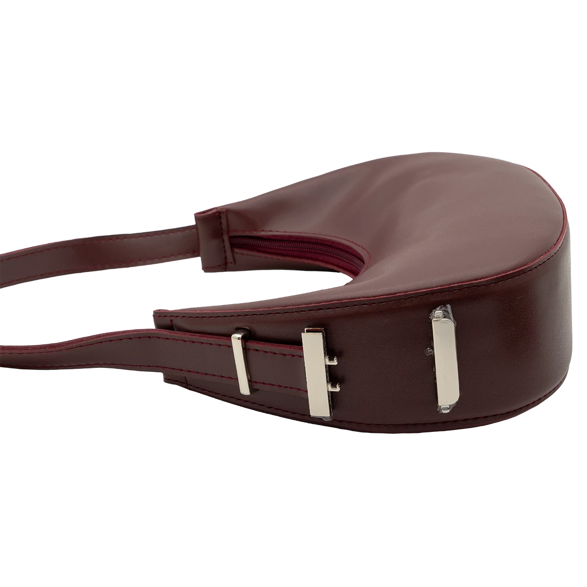 Selena burgundy vegan leather hobo bag with extended adjustable strap