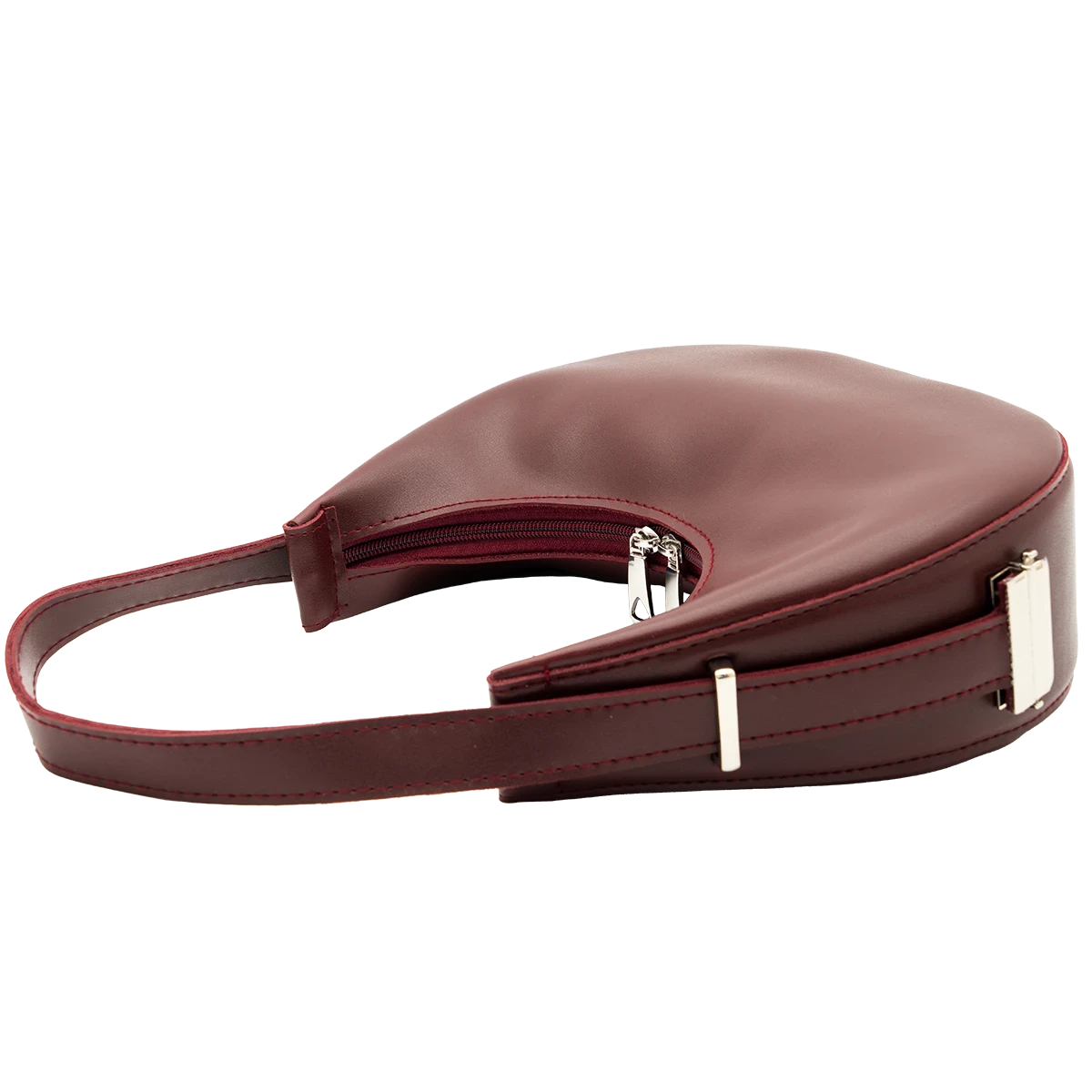 Selena burgundy vegan leather hobo bag with adjustable strap