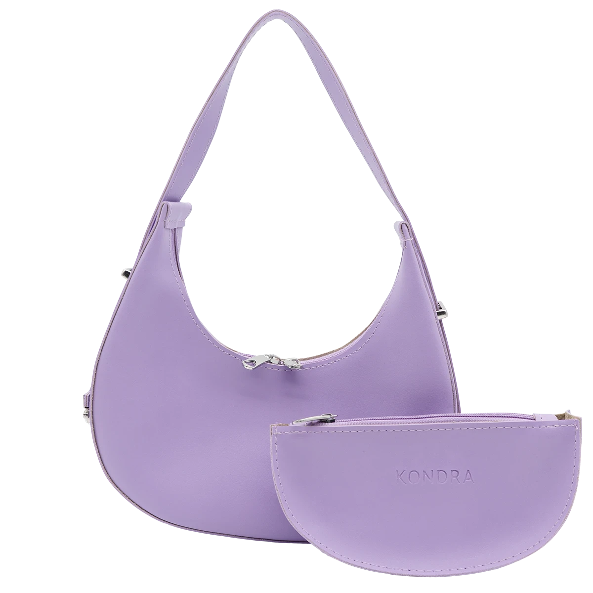 Lavender vegan leather hobo bag Selena, pastel crossbody or shoulder purse with adjustable side straps and matching pouch
