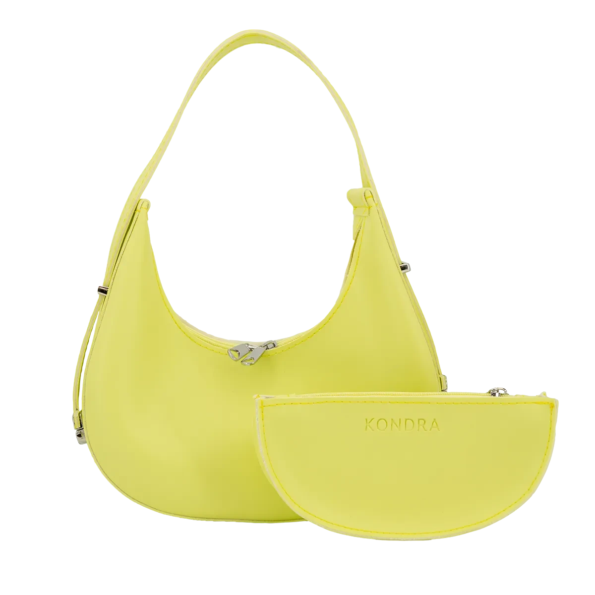 Selena lemon vegan leather hobo bag with matching zip pouch