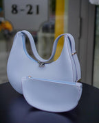 Selena light blue vegan leather hobo bag with matching pouch
