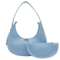 Selena light blue vegan leather hobo bag with matching zip pouch