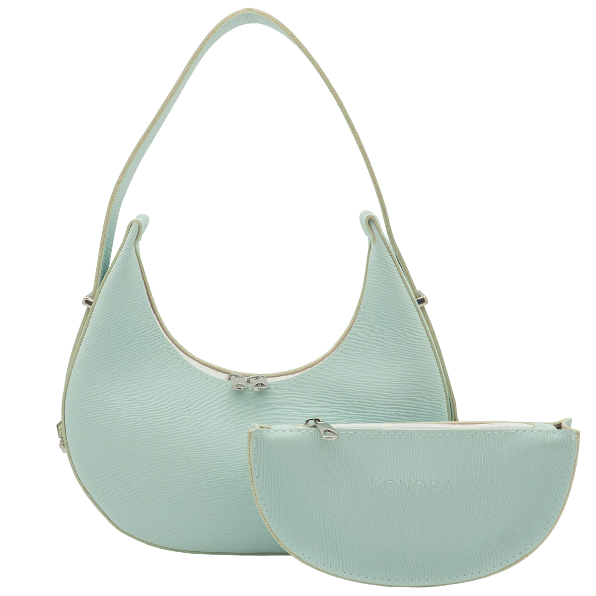 Selena mint vegan leather hobo bag with matching pouch